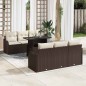 vidaXL Set di divani da giardino 7 pezzi con cuscini in polirattan marrone