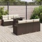 vidaXL Set di divani da giardino 7 pezzi con cuscini in polirattan marrone
