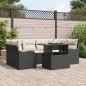 vidaXL Set di divani da giardino da 7 pezzi con cuscini neri in rattan polietilene.