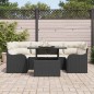 vidaXL Set di divani da giardino da 7 pezzi con cuscini neri in rattan polietilene.