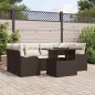 vidaXL Set di Divani da Giardino 7 Pezzi con Cuscini Marroni in Rattan