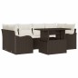 vidaXL Set di Divani da Giardino 7 Pezzi con Cuscini Marroni in Rattan