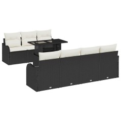 vidaXL Set di divani da giardino da 8 pezzi con cuscini in polyrattan nero