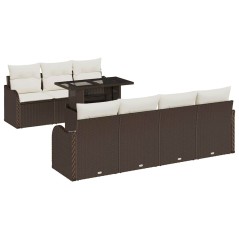 vidaXL Set da giardino di divani 8 pezzi con cuscini in rattan poliestere marrone
