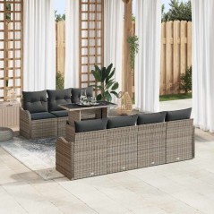 vidaXL Set Divano Giardino 8 Pezzi con Cuscini Grigi in Rattan