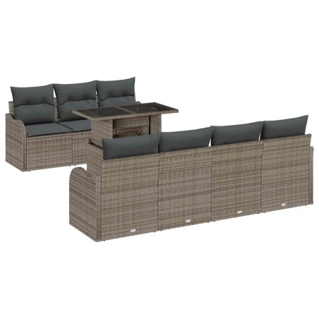 vidaXL Set Divano Giardino 8 Pezzi con Cuscini Grigi in Rattan