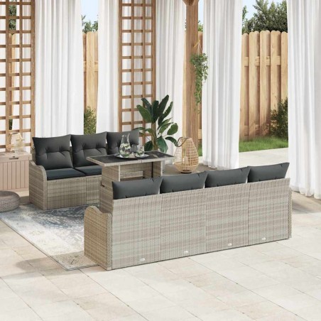 vidaXL Set di divani da giardino 8 pezzi con cuscini in rattan sintetico grigio chiaro