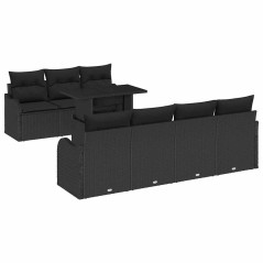 vidaXL Set di divano da giardino 8 pezzi con cuscini neri in rattan