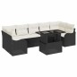 vidaXL Set da giardino 8 pezzi con cuscini in polyrattan nero