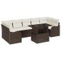 vidaXL Set di divani da giardino in 8 pezzi con cuscini, marrone, polirattan