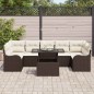 vidaXL Set di divani da giardino in 8 pezzi con cuscini, marrone, polirattan