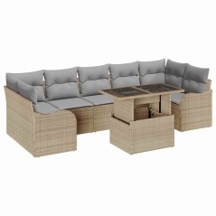 vidaXL Set di divani da giardino , 8 pezzi con cuscini beige in polirattan