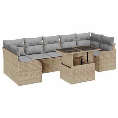 vidaXL Set di divani da giardino , 8 pezzi con cuscini beige in polirattan