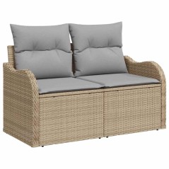 vidaXL Set di divani da giardino 9 pezzi con cuscini beige in rattan sintetico