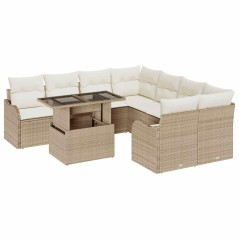vidaXL Set da Giardino 9 Pezzi con Cuscini Beige in Rattan