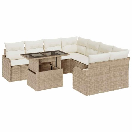 vidaXL Set da Giardino 9 Pezzi con Cuscini Beige in Rattan