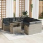 vidaXL Set divani da giardino 9 pezzi con cuscini grigio chiaro in rattan sintetico
