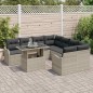 vidaXL Set divani da giardino 9 pezzi con cuscini grigio chiaro in rattan sintetico