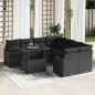 vidaXL Set Giardino 9 Pezzi con Cuscini in Rattan Nero
