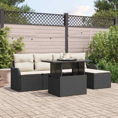 vidaXL Set da Giardino 6 Pezzi con Cuscini in Rattan Polietilene Nero
