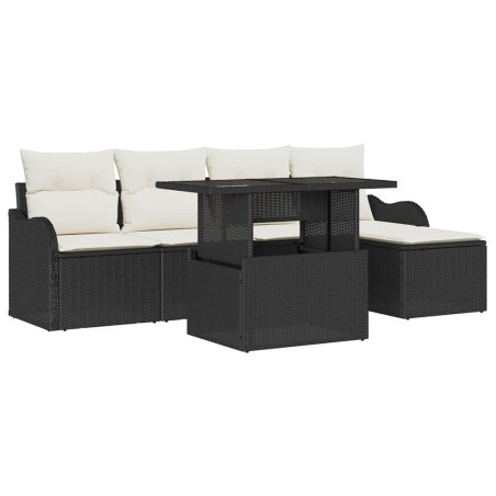 vidaXL Set da Giardino 6 Pezzi con Cuscini in Rattan Polietilene Nero