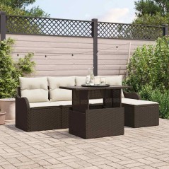 vidaXL Set Divano da Giardino a 6 Pezzi con Cuscini in Rattan Sintetico Marrone
