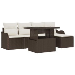 vidaXL Set Divano da Giardino a 6 Pezzi con Cuscini in Rattan Sintetico Marrone