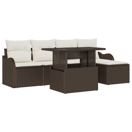 vidaXL Set Divano da Giardino a 6 Pezzi con Cuscini in Rattan Sintetico Marrone