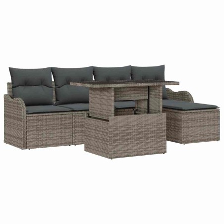vidaXL Set di divani da giardino 6 pezzi con cuscini grigio in rattan sintetico