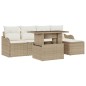 vidaXL Set di divani da giardino 6 pezzi con cuscini in polirattan beige