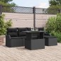 vidaXL Set di Divani da Giardino 6 Pezzi in Rattan Polietilene Nero con Cuscini