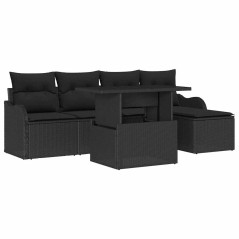vidaXL Set di Divani da Giardino 6 Pezzi in Rattan Polietilene Nero con Cuscini