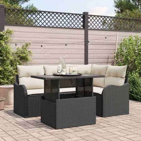 vidaXL Set di Divani da Giardino 5 Pezzi con Cuscini Neri in Rattan Sintetico