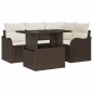 vidaXL Set di divani da giardino a 5 pezzi con cuscini marroni in polirattan