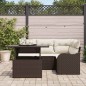 vidaXL Set di divani da giardino a 5 pezzi con cuscini marroni in polirattan