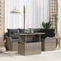 vidaXL Set di divani da giardino in 5 pezzi con cuscini grigi in polyrattan