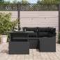 vidaXL Set di divani da giardino 5 pezzi con cuscini in rattan sintetico nero