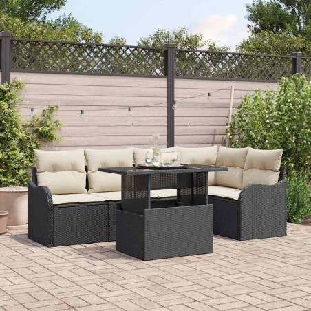 vidaXL Set Sofà da Giardino 6 Pezzi con Cuscini in Rattan Nero