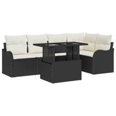 vidaXL Set Sofà da Giardino 6 Pezzi con Cuscini in Rattan Nero