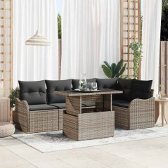 vidaXL Set Divano da Giardino 6 Pezzi con Cuscini Grigi in Rattan Sintetico