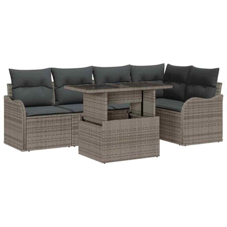 vidaXL Set Divano da Giardino 6 Pezzi con Cuscini Grigi in Rattan Sintetico