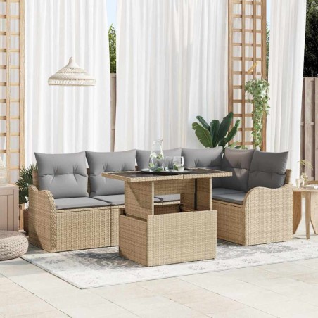 vidaXL Set da Giardino 6 Pezzi di con Cuscini Beige in Rattan