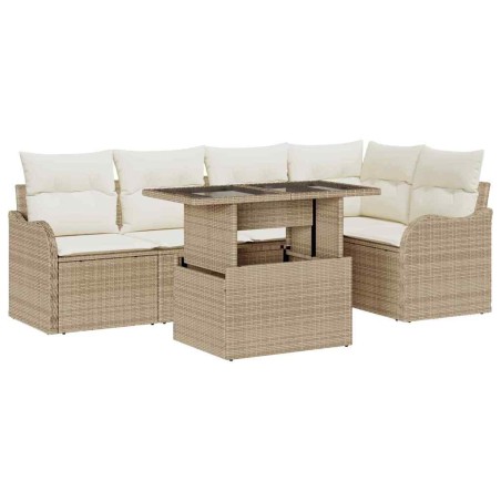 vidaXL Set di Divani da Giardino a 6 Pezzi con Cuscini Beige in Rattan Sintetico