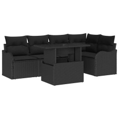 vidaXL Set divano da giardino 6 pezzi con cuscini in rattan sintetico nero
