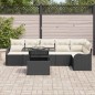 vidaXL Set da Giardino 7 Pezzi con Cuscini in Rattan Nero