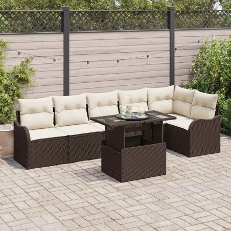 vidaXL Set da giardino 7 pezzi con cuscini in rattan sintetico marrone