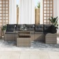 vidaXL Set da giardino con 7 pezzi e cuscini, in rattan sintetico grigio.