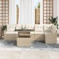 vidaXL Set di divani da giardino, 7 pezzi con cuscini in rattan beige