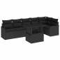 vidaXL Set Giardino in Rattan Nero da 7 Pezzi con Cuscini
