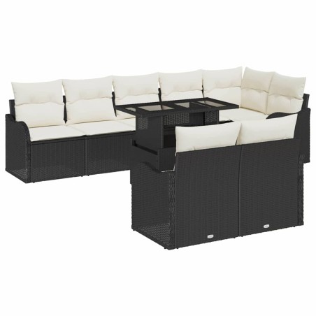 vidaXL Set di divani da giardino 9 pezzi con cuscini, rattan nero